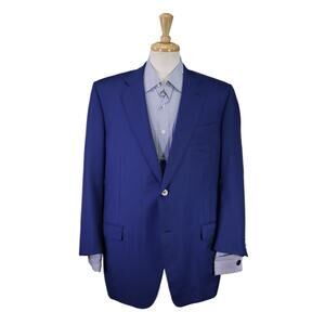 Ravazzolo Royal Blue Super 150's Wool 2-Btn Blazer Jacket MOP Buttons 46R
